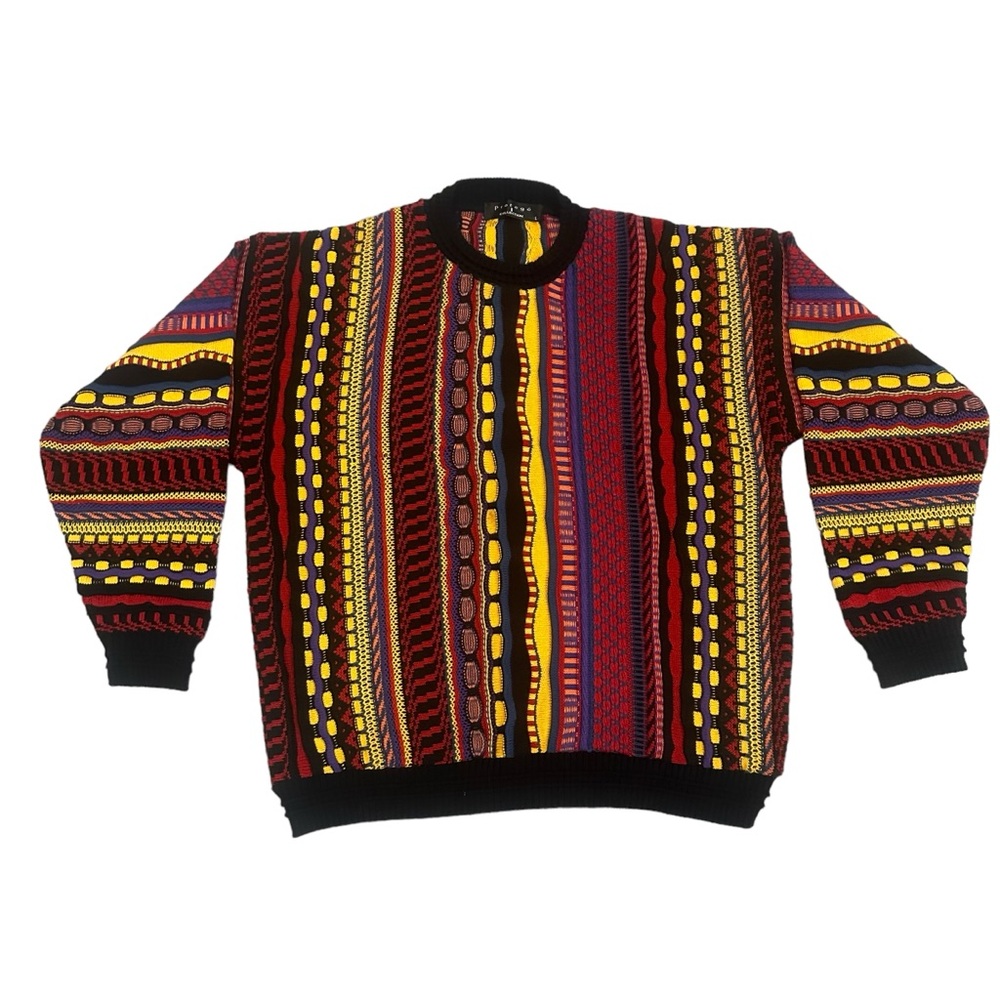 Vintage Protege Sweater 90s Coogi Style Mens L Ed Bassmaster Rainbow Knit  USA